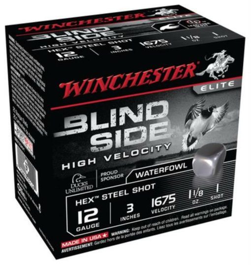 Buy Winchester Blind Side Steel Hex High Velocity Waterfowl 12 Gauge, 3 Inch, 1675 FPS, 1.125 Ounce, 1 Shot, 25rd/Box