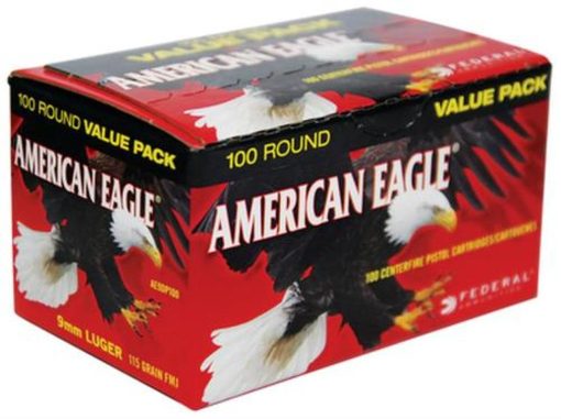 Buy Federal American Eagle 9mm 115gr, Full Metal Jacket 100 Rounds Per Box