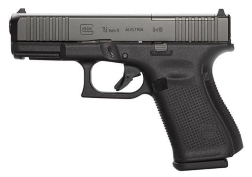 Buy Glock G19 Gen 5 MOS Compact 9mm, 4" Barrel, Fixed Sights, Front Serrations, Ambi Slide Stop, 3x15rd Mags