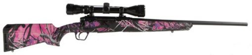 Buy Savage Axis XP Camo Compact, 7MM-08, 20" Barrel, Black Color, Muddy Girl Camo Polymer Stock, Weaver 3-9x40 Scope, 4Rd, Detachable Box Magazine