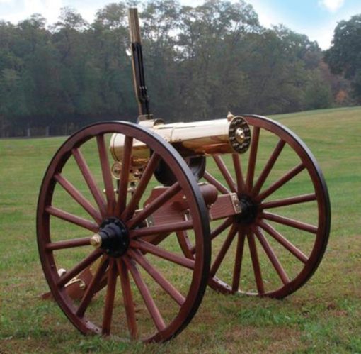 Buy Colt 1877 Bulldog Gatling Gun Carriage 45-70 Government Caliber 10 Brass Encased Direct Drive Barrels Walnut Carriage