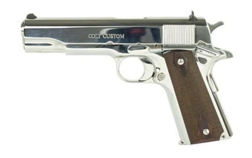 Buy Colt Government 1911, 45 ACP, 5" Barrel, Steel Frame, Bright Stainless Finish, 7Rd Mag, White Dot Sights