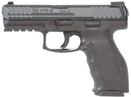 Buy HK VP9-B 9MM, 4" Barrel Black, 3 Dot Sights, Push Button Mag Release, 2x15rd Mags