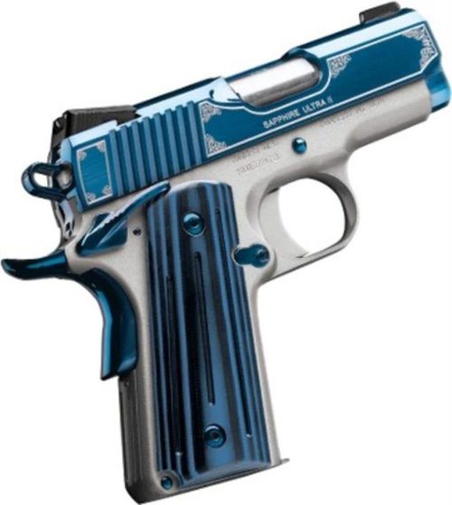 Buy Kimber Sapphire Ultra II 45 ACP, 3", 8rd, Satin Silver/High Polish Bright Blue PVD