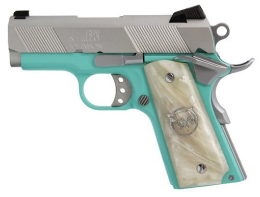 Buy Iver Johnson 1911 Thrasher Officer 70 Series 9mm, 3.125" Barrel, White Pearl Grips, Tiffany Blue, 8rd