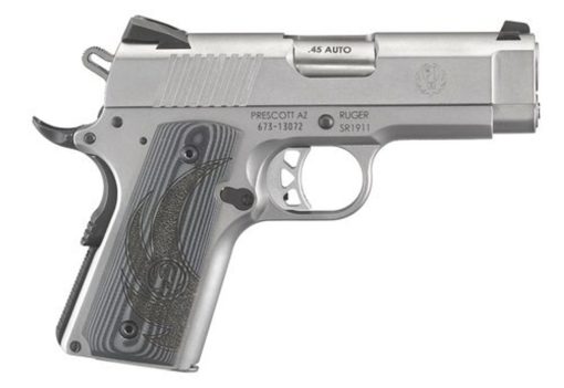 Buy Ruger SR1911 45 ACP, 3.6", Gray G10 Grips, Stainless Steel, 7rd