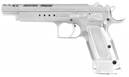 Buy EAA Witness Gold, Tanfoglio, Full Size, 9MM, 5.25" Ported Barrel, Steel Frame, Chrome Finish, Aluminum Frame, Adj Sights, Ambi Safety, 18Rd Mag