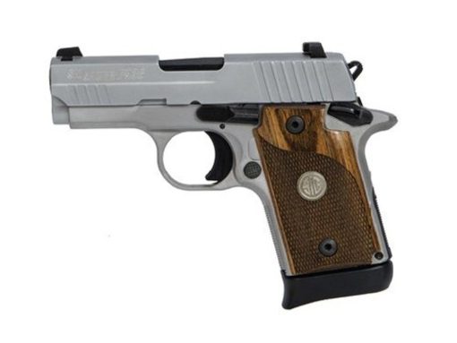 Buy Sig P938, 9mm, 3", 6rd/7rd, Night Sights, Ambidextrous Safety, Wood Grips, Stainless