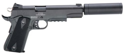 Buy American Tactical, 1911, Semi-automatic, 22 LR, 5" Barrel, Blued, Polymer Grips, 10Rd, Threaded, Faux Suppressor