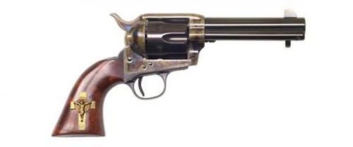 Buy Cimarron Holy Smoker .45 Long Colt 4.75" Sterling Silver Gold Plated Cross Inlaid on Right Side of Grip Blue