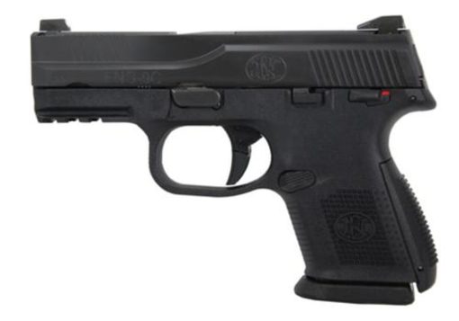 Buy FN America, FNS-9C, Semi-automatic, 9mm, 3.6" Barrel, Polymer Frame, Black, Night Sights, 2-12Rd & 1-17Rd, Manual Safety, Compact Size, Fired Case