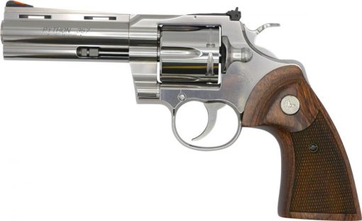 Buy Colt Python 357 Magnum, 4.25" Barrel, Stainless Finish & Frame, Walnut Grips Red Ramp Front/Adjustable Rear 6rd