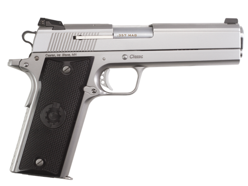 Buy Coonan Classic 357 Mag, 5", Satin Stainless, Fixed White Dot Sights, Black Alum Grips, 1 Mag (Special Order)