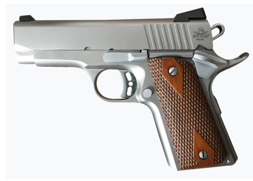 Buy Rock Island ECS 1911, Compact, 45ACP, 3.63" Barrel, Steel Frame, Stainless Finish, Wood Grips, Fixed Sights, 7Rd, 1 Magazine