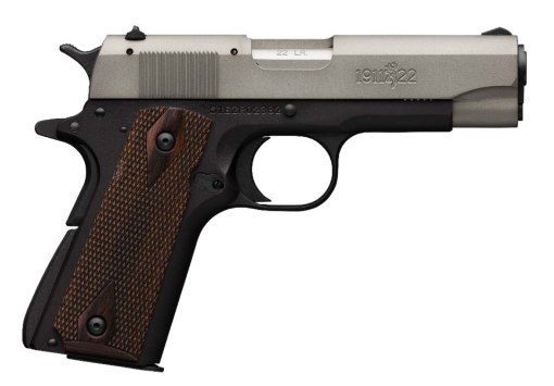 Buy Browning, 1911-22 A1, Semi-automatic, 1911, Compact, 22 LR, 3.63" Barrel, Black Aluminum Frame, Gray Anodized Slide, Right Hand, Walnut Grips, 10Rd