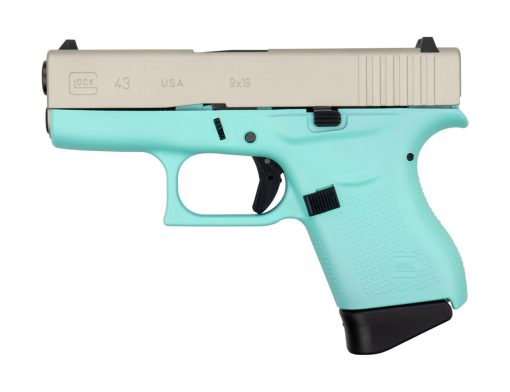 Buy Glock G43 9mm, 3.41" Barrel, 6rd, Aluminum Cerakoted Slide, Robins Egg Blue Frame