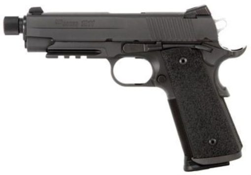 Buy SIG 1911 45 ACP 4.9In TAC OPS BLK SAO Siglite Ergo XT Grip (4) 8RD Steel MAG Rail Threaded (.578X28 RH)