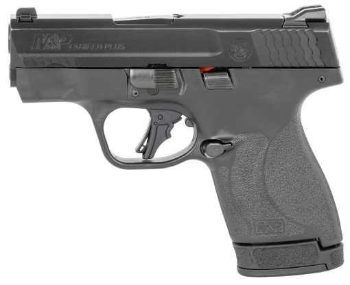 Buy Smith & Wesson, Shield Plus, Striker Fired, Micro Compact, 9mm, 3.1" Barrel, White Dot Sights, Polymer Frame, No Thumb Safety, Flat Face Trigger, 2 Mags, 1-10Rd 1-13Rd, Black