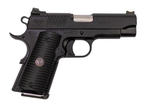 Buy Wilson Combat ACP Compact 1911 SAO Used Excellent 45 ACP, 4" Barrel, Black Armor-Tuff Carbon Steel, Black G10 Eagle Claw Grip, 2x7rd Mags, Factory Soft Case, Papers